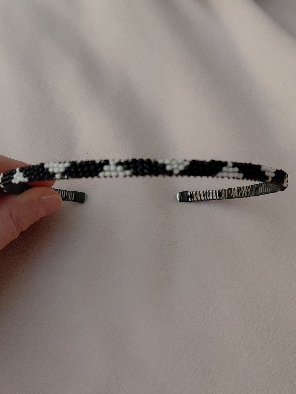 Black and White Beaded Headband - Women Accessories